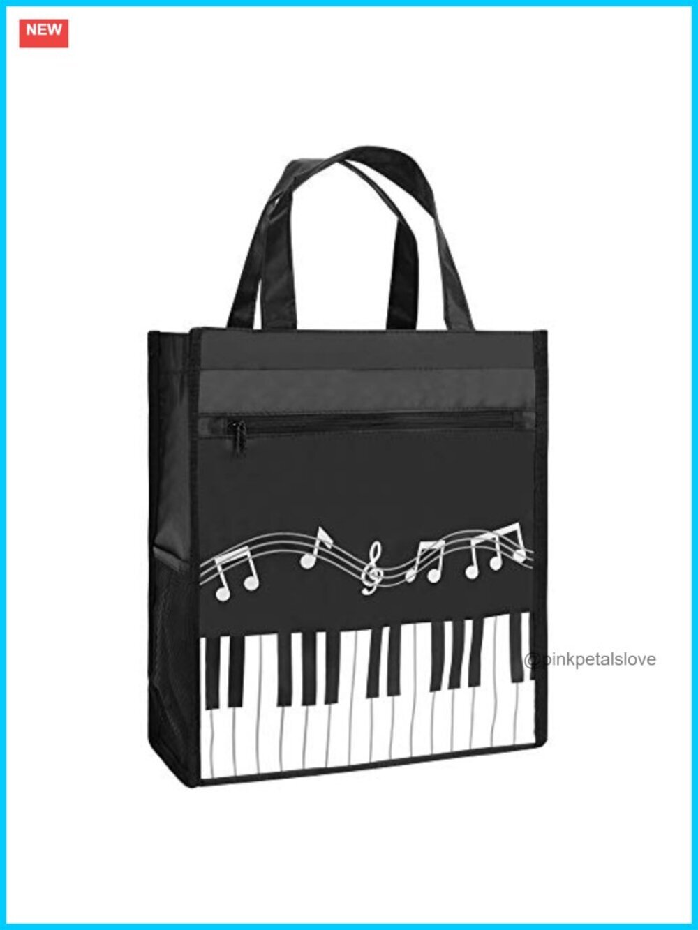 Waterproof Oxford Cloth Tote Bag with Zipper - Music Book Bag for Students